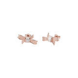 deljcia: mini ribbon bow stud earring rose gold/crystal