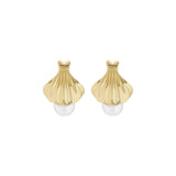 ted baker caliien: clam shell gold tone pearl stud earring