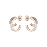 helias: crystal double hoop crystal earring rose gold tone, clear crystal