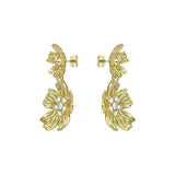 ted baker pettala: flower statement gold tone pearl & crystal drop earrings