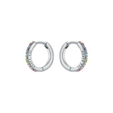 ted baker heplie: crystal hoop earrings (14mm) silver tone, rainbow crystal