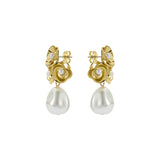 ted baker florelle: pearl flower drop earrings gold tone