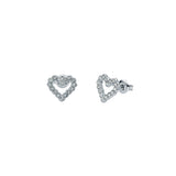 ted baker amorina crystal halo heart stud earrings, silver tone, clear crystal