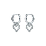 ted baker amora: crystal halo heart huggie earrings silver tone, clear crystal