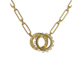 ted baker lola: double logo link necklace gold tone white pearl