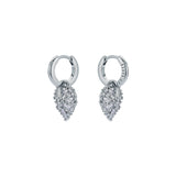 ted baker cherise: crystal cluster heart huggie drop earrings silver tone