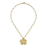 petrice: flower statement crystal pendant necklace gold tone clear crystal