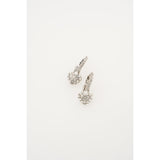 ted baker pari: pave crystal padlock huggie earrings silver tone clear crystal