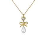 ted baker imogen: icon charm heart bow pearl drop pendant necklace