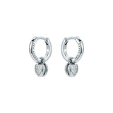 ted baker harper: mini crystal heart huggie earrings  silver tone clear crystal