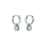 ted baker harper: mini crystal heart huggie earrings  silver tone clear crystal