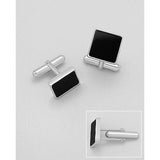 silver cuff links with black insert