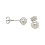 silver freshwater pearl stud earrings 6-6.5mm