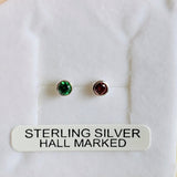 Mayo Earrings Sterling silver Green and Red CZ stud earrings
